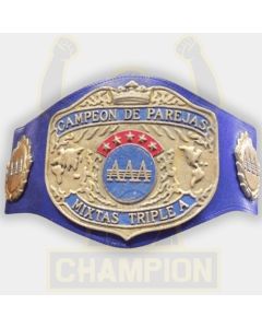 AAA World Mixed Tag Team Championship Belt Los Vipers Arez and Chik Tormenta Campeon